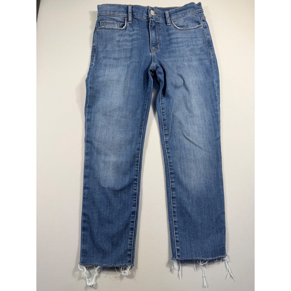 Hudson Natalie Midrise Super Skinny Ankle Jeans Blue Raw Hem 28